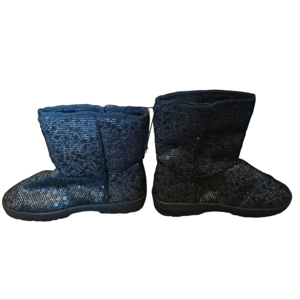 Gold Toe Black Sequin Boots Size 6 Youth New With Tags.